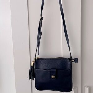 Talbots Pebbled Leather Crossbody Navy